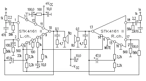 STK4161II electronic component with associated schematic circuit diagram