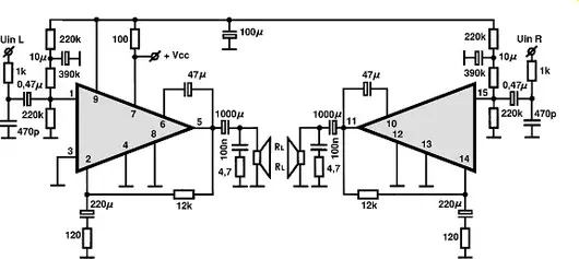 STK433-105 electronic component with associated schematic circuit diagram