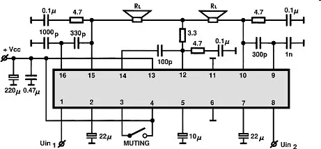 TA6206F electronic component with associated schematic circuit diagram