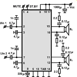 TA6210AH electronic component with associated schematic circuit diagram