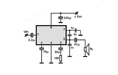 TA7140P electronic component with associated schematic circuit diagram