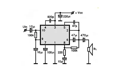 TA7200P electronic component with associated schematic circuit diagram