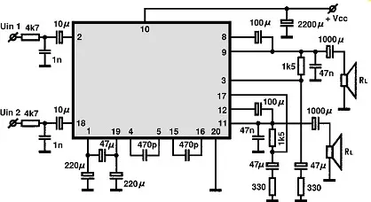 TA7215P electronic component with associated schematic circuit diagram