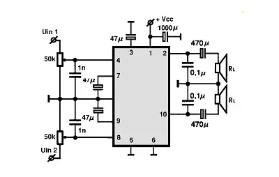 TA7230P electronic component with associated schematic circuit diagram