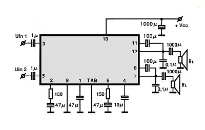 TA7235P electronic component with associated schematic circuit diagram