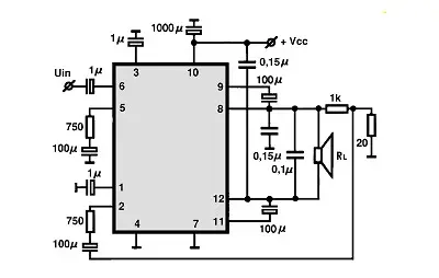 TA7240P-BTL electronic component with associated schematic circuit diagram