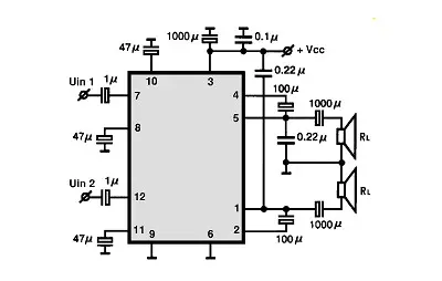 TA7241P electronic component with associated schematic circuit diagram