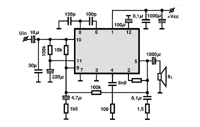 TA7268P electronic component with associated schematic circuit diagram