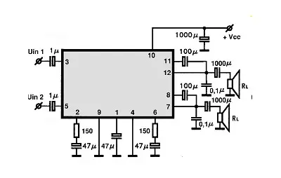 TA7269P electronic component with associated schematic circuit diagram