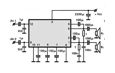 TA7281P electronic component with associated schematic circuit diagram