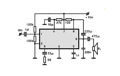 TA7331P electronic component with associated schematic circuit diagram