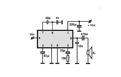 TA7336P electronic component with associated schematic circuit diagram