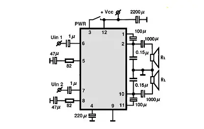 TA8207K electronic component with associated schematic circuit diagram