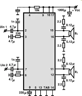 TA8210AH electronic component with associated schematic circuit diagram