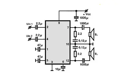 TA8211AH electronic component with associated schematic circuit diagram