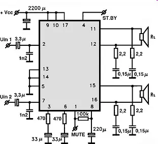 TA8215H electronic component with associated schematic circuit diagram