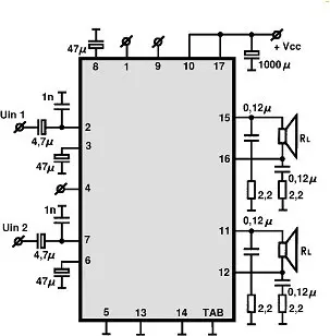 TA8220H electronic component with associated schematic circuit diagram