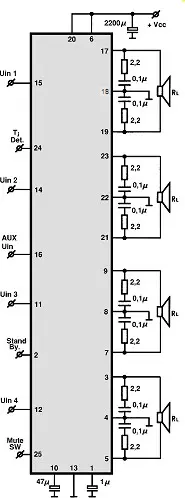 TA8255AH electronic component with associated schematic circuit diagram