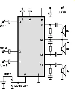 TA8256H electronic component with associated schematic circuit diagram