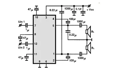 TA8270P electronic component with associated schematic circuit diagram