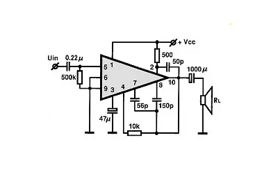 TAA900 electronic component with associated schematic circuit diagram