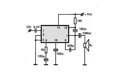 TBA641A electronic component with associated schematic circuit diagram