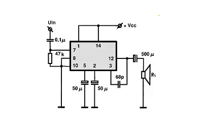 TBA790X electronic component with associated schematic circuit diagram