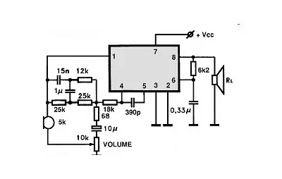 TCA1003 electronic component with associated schematic circuit diagram