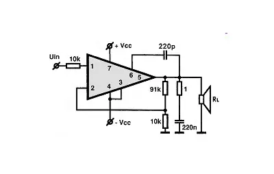 TCA1365B electronic component with associated schematic circuit diagram