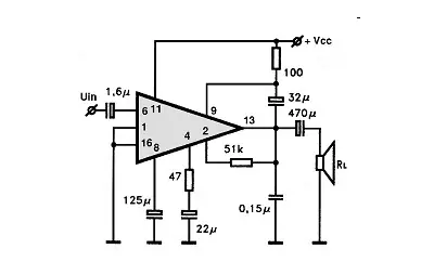 TCA160B electronic component with associated schematic circuit diagram