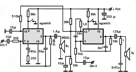 TCA210 electronic component with associated schematic circuit diagram