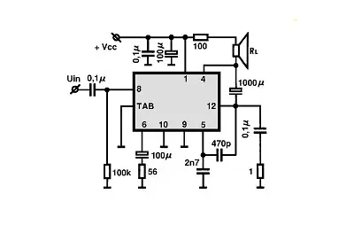 TCA830 electronic component with associated schematic circuit diagram