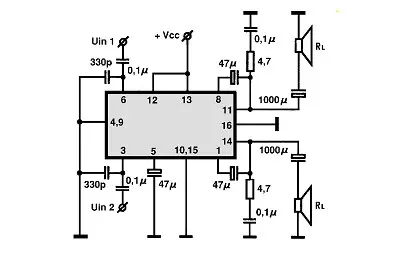 TDA1009 electronic component with associated schematic circuit diagram