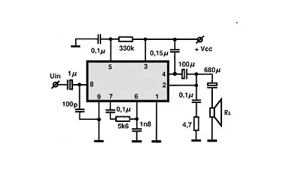 TDA1010 electronic component with associated schematic circuit diagram