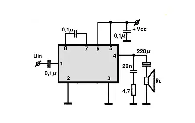 TDA1015T electronic component with associated schematic circuit diagram