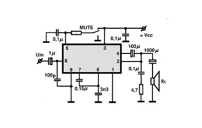 TDA1020 electronic component with associated schematic circuit diagram