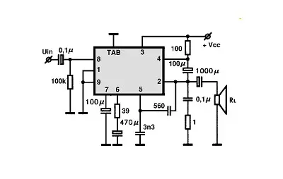 TDA1037 electronic component with associated schematic circuit diagram