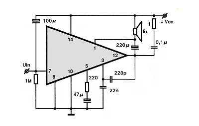 TDA1045 electronic component with associated schematic circuit diagram