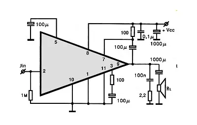 TDA1103P electronic component with associated schematic circuit diagram