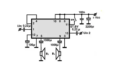 TDA1516BQ electronic component with associated schematic circuit diagram