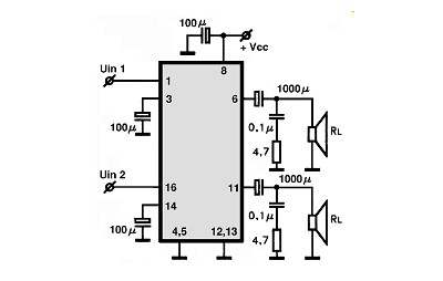 TDA2822 electronics circuit