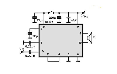 TDA7350-BTL electronics circuit